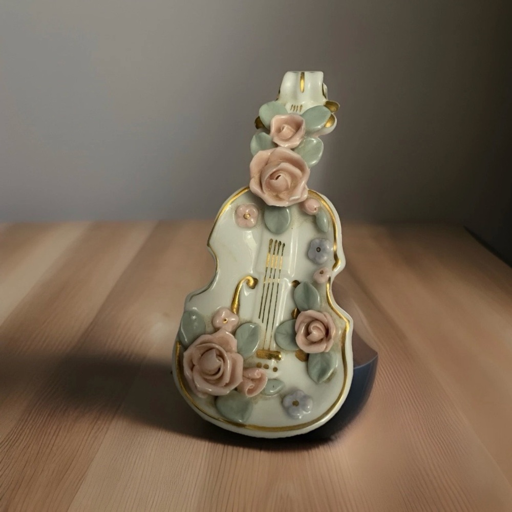 Lefton Porcelain Cello Violin Wall Hanger Or Jewelry Dish From Japan
